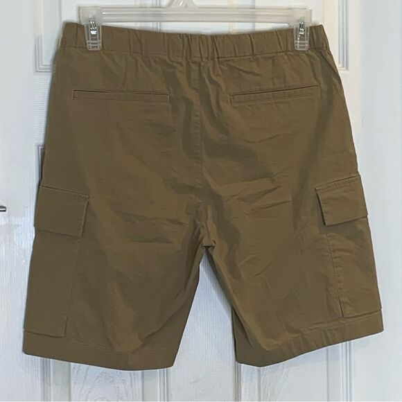 Theory Wilmar Drew Slub Poplin Shorts Size Small Cargo Brown - Picture 3 of 9